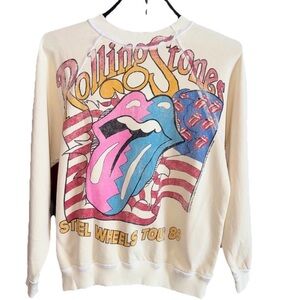 Rolling Stones People of Leisure  Graphic Cream Sweatshirt Size XS